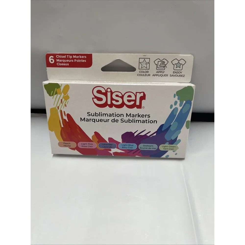 Siser Sublimation Markers -6 Iron-on Heat Transfer Markers for T-Shirts -Pastel